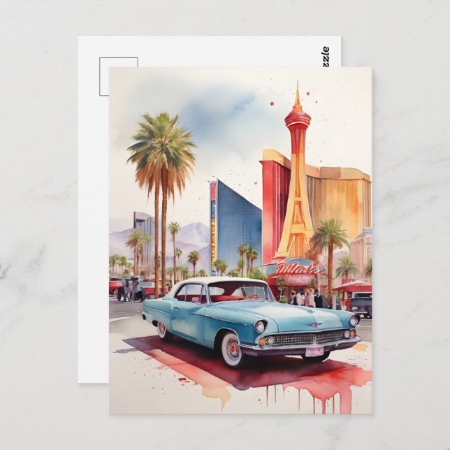 Carte Postale L'aquarelle de Las Vegas (Devant / Derrière)