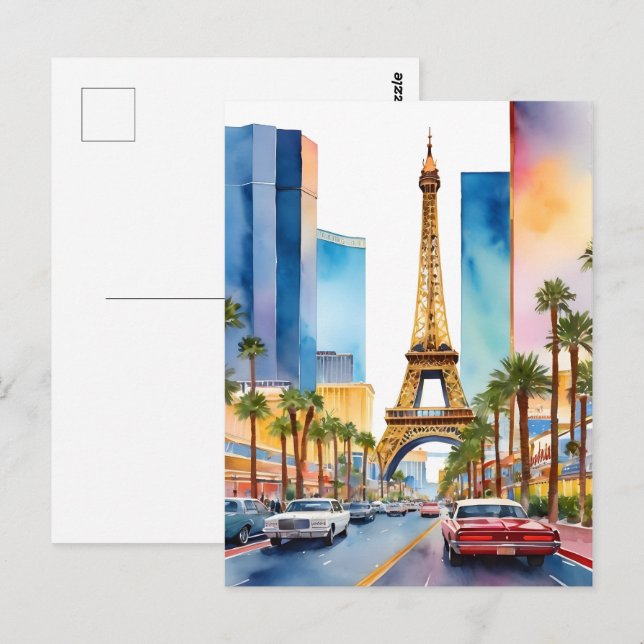 Carte Postale L'aquarelle de Las Vegas (Devant / Derrière)