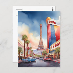 Carte Postale L'aquarelle de Las Vegas