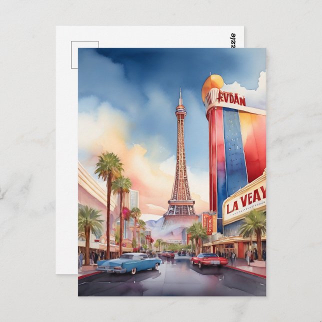 Carte Postale L'aquarelle de Las Vegas (Devant / Derrière)