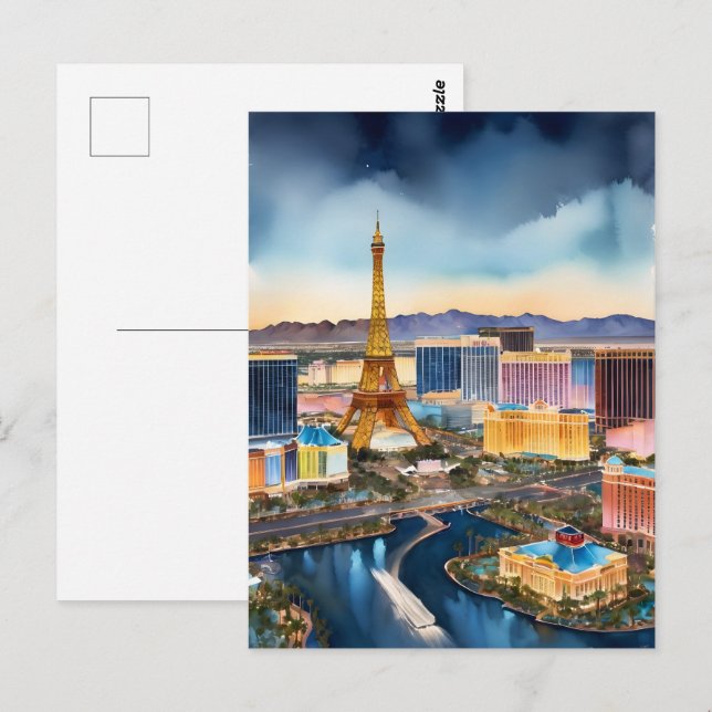 Carte Postale L'aquarelle de Las Vegas (Devant / Derrière)
