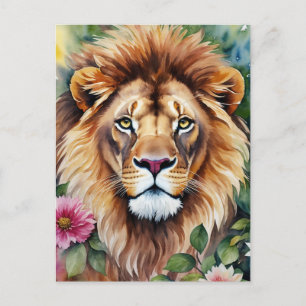 Carte Postale L'aquarelle de Lion Floral Art