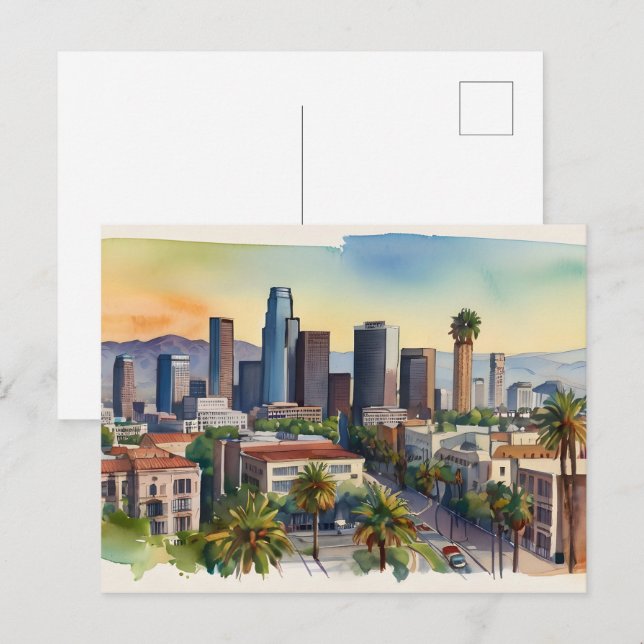 Carte Postale L'aquarelle de Los Angeles (Devant / Derrière)