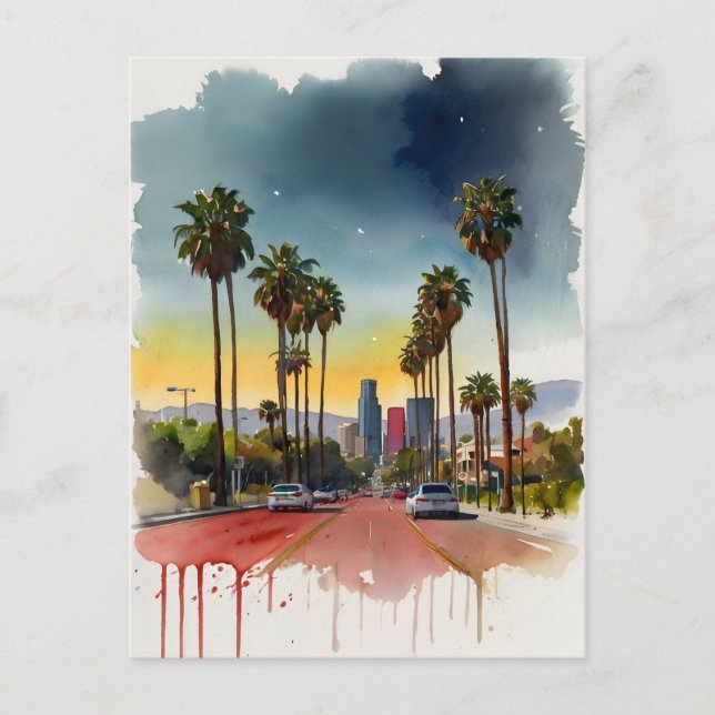 Carte Postale L'aquarelle de Los Angeles (Devant)