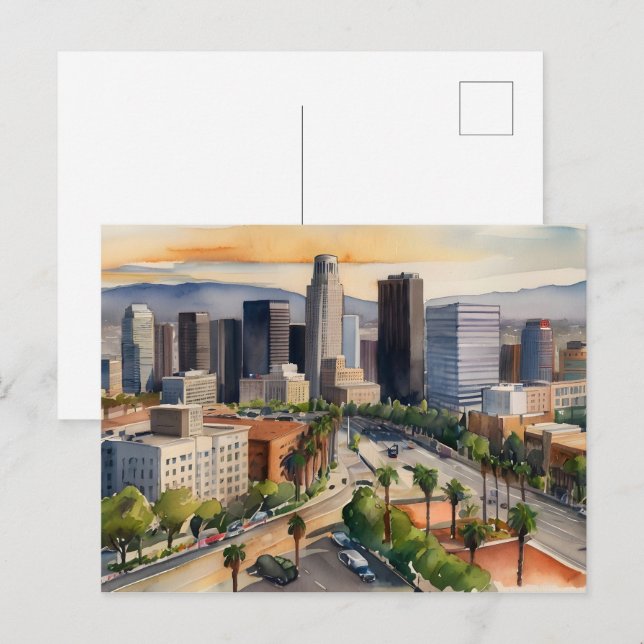 Carte Postale L'aquarelle de Los Angeles (Devant / Derrière)