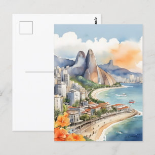 Carte Postale L'aquarelle de Rio de Janeiro