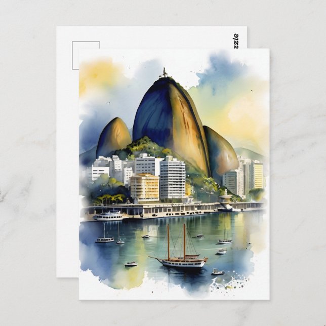 Carte Postale L'aquarelle de Rio de Janeiro (Devant / Derrière)