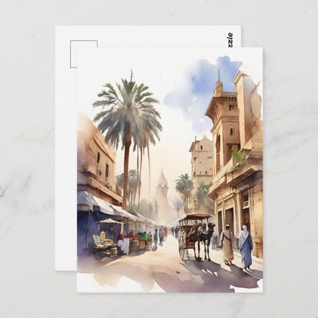 Carte Postale L'aquarelle du Caire (Devant / Derrière)