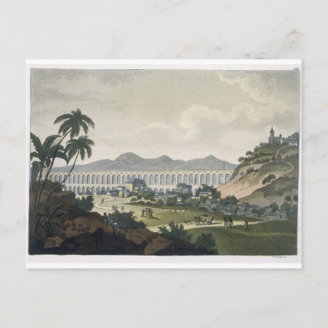 Carte Postale L'aqueduc de Rio de Janeiro (gravure en couleur) (Devant)