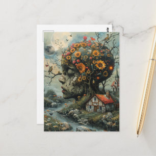 Carte Postale L'arbre humain qui abrite les oiseaux et les fleur