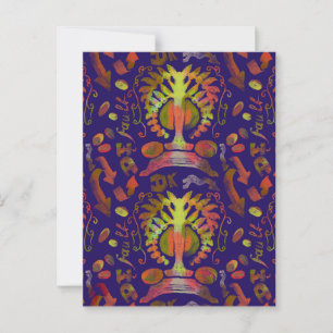 Carte Postale "L'arbre mystique de la vie - Motif d'art populair