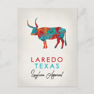 Carte Postale Laredo Texas Colorful Longhorn