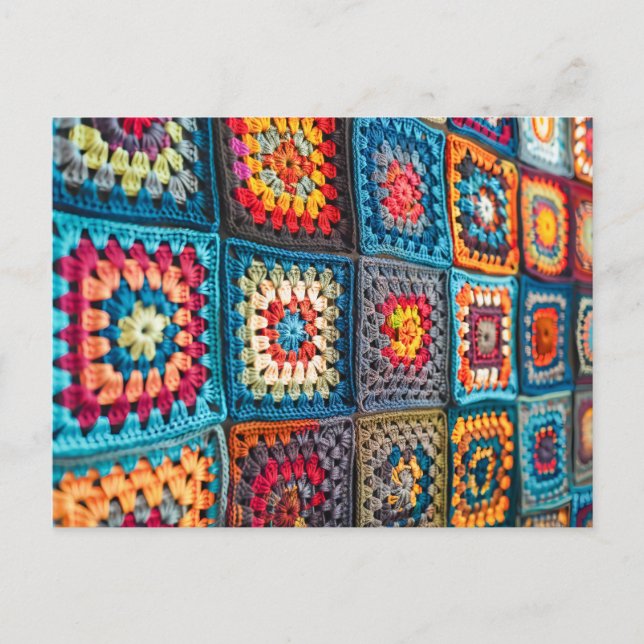 Carte Postale Large Crochet Blanket Made From Individual Granny  (Devant)