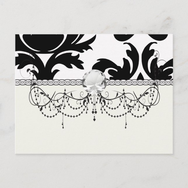 Carte Postale large et noir bold damask (Devant)