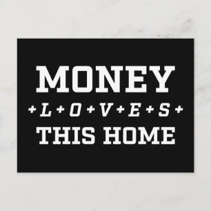 Carte Postale L'argent aime cette maison l'abondance Affirmation