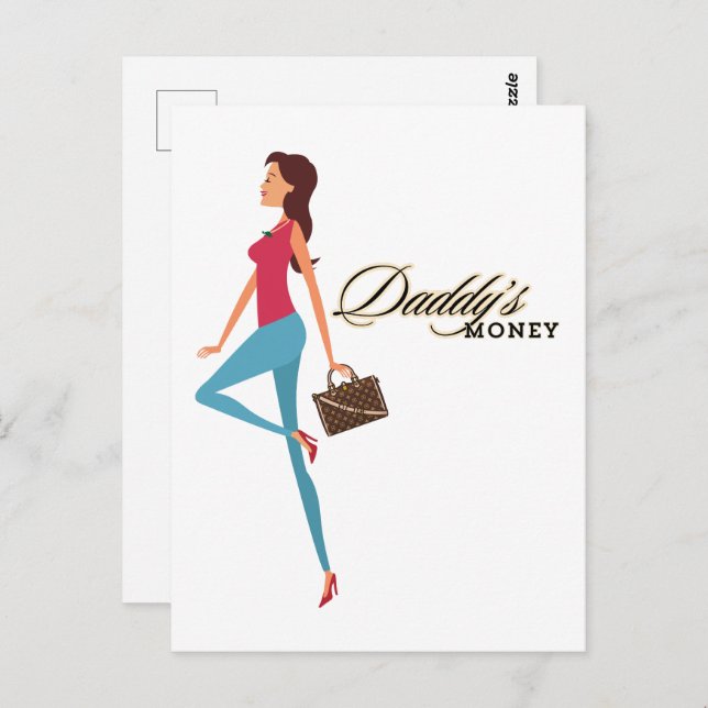 Carte Postale L'argent de papa, mignonne & sassy adolescente fil (Devant / Derrière)