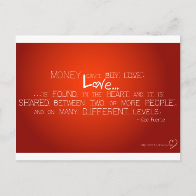 Carte Postale L'argent ne peut pas acheter l'amour (Devant)