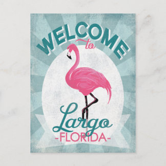 Carte Postale Largo Florida Flamant rose rose Retro