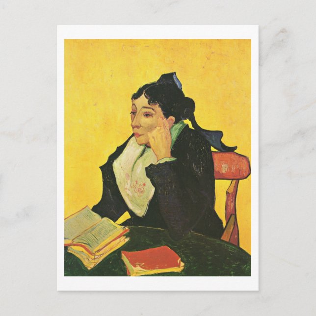Carte Postale L'Arlésienne avec livres, Vincent Van Gogh (Devant)