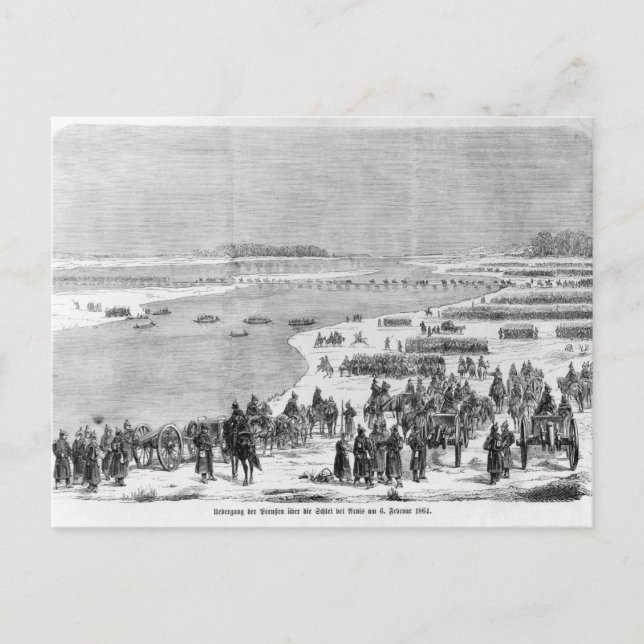 Carte Postale L'armée prussienne traverse le Shlei à Arnis (Devant)