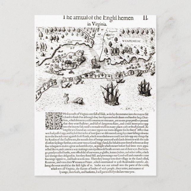 Carte Postale L'arrivée des Anglais en Virginie (Devant)