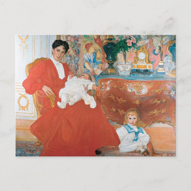 Carte Postale Larsson - Mme Dora Lamm et ses Deux Fils, (Devant)