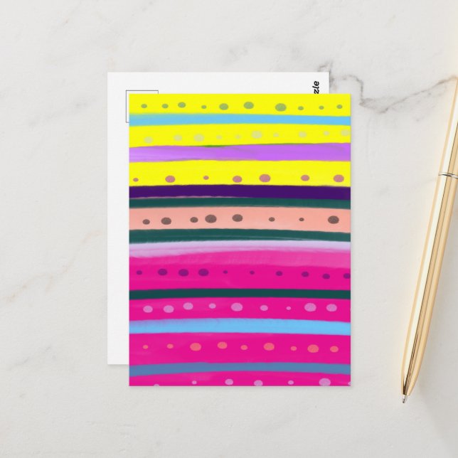 Carte Postale l'art Abstrait bohème coloré (Devant/Arrière en situation)