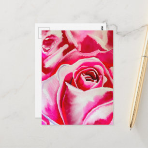 Carte Postale L'art aquarelle de roses roses