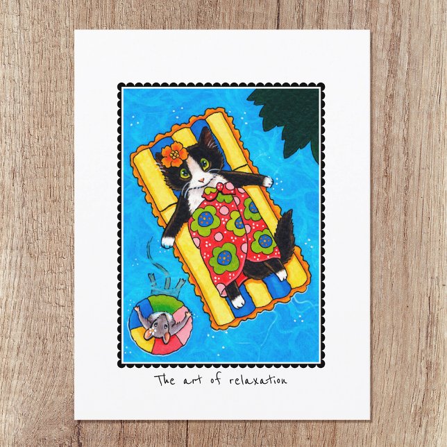 Carte Postale 'L'Art de la détente' Chat & Souris sur mesure (Créateur téléchargé)