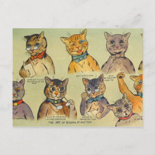 Carte Postale L'art de la soumission aux enchères par Louis Wain