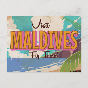 Carte Postale L'art de l'affiche de voyage vintage des Maldives.