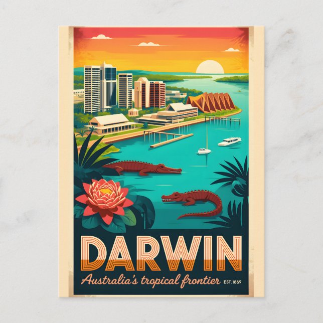 Carte Postale L'art de l'affiche rétro de voyage à Darwin Austra (Devant)