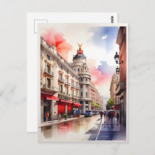 Carte Postale L'art de l'aquarelle à Madrid (Devant / Derrière)