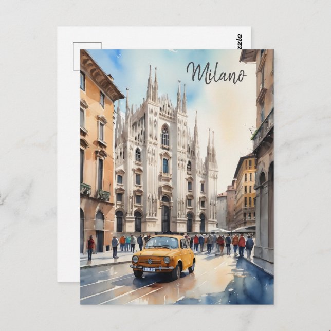 Carte Postale L'art de l'aquarelle à Milan (Devant / Derrière)