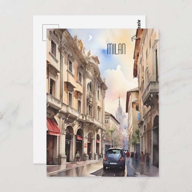 Carte Postale L'art de l'aquarelle à Milan (Devant / Derrière)