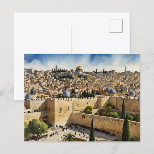 Carte Postale L'art de l'aquarelle Jérusalem Israël