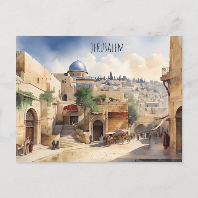 Carte Postale L'art de l'aquarelle Jérusalem Israël (Devant)