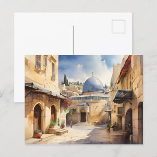 Carte Postale L'art de l'aquarelle Jérusalem Israël