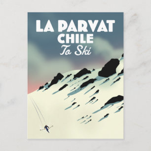 Carte Postale L'art de ski rétro La Parvat Chili.
