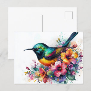 Carte Postale L'art de Sunbird Watercolor