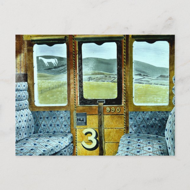 Carte Postale l'art d'Eric Ravilious, Paysage ferroviaire (Devant)