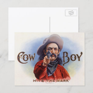 Carte Postale L'art des étiquettes de cigare vintage, Cowboy att