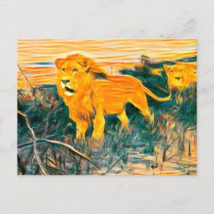 Carte Postale L'art des lions brûlé