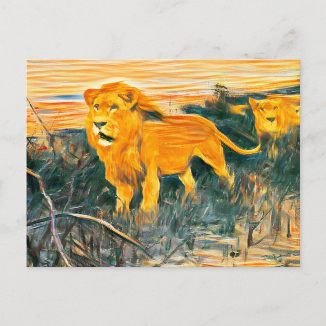 Carte Postale L'art des lions brûlé (Devant)