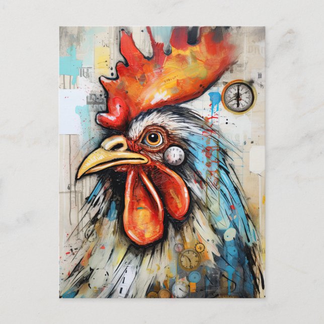 Carte Postale L'art du coq de poulet (Devant)