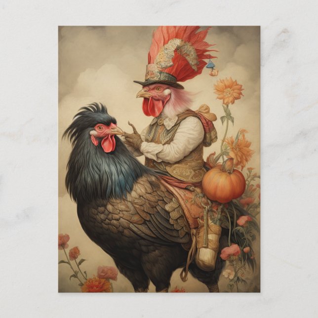 Carte Postale L'art du coq de poulet (Devant)