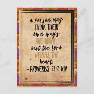 Carte Postale L'art du verset biblique chrétien Proverbes 21:2