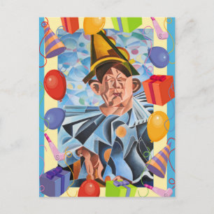 Carte Postale L'art géométrique clown mélancolique