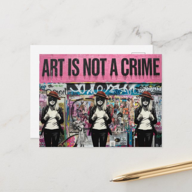 Carte Postale L'art n'est pas un crime Trois femmes (Devant/Arrière en situation)
