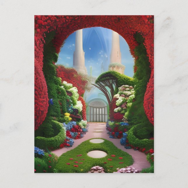 Carte Postale L'Art numérique d'Imaginaire Red Gardens (Devant)